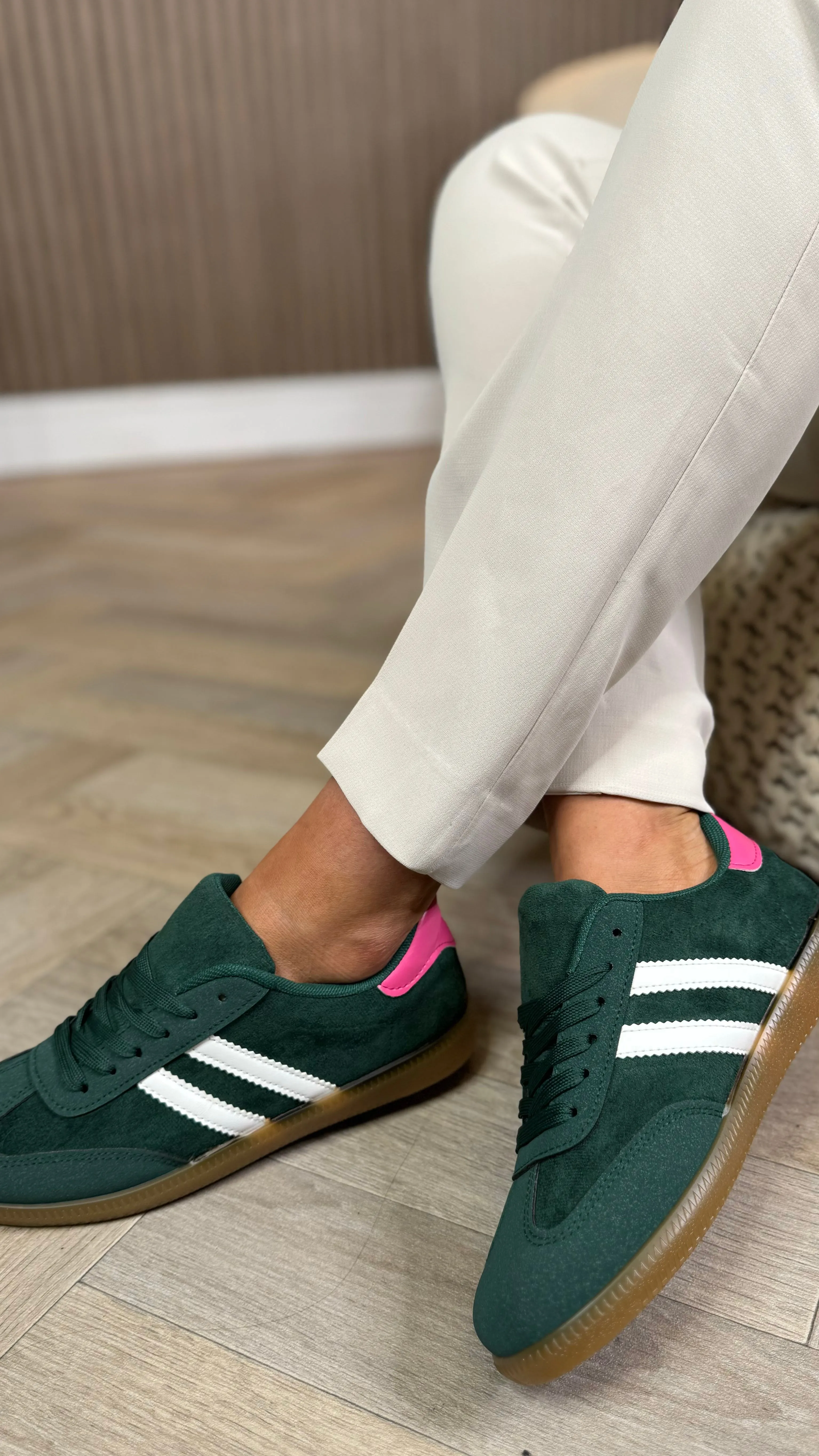 Monroe Green Stripe Detail Trainers