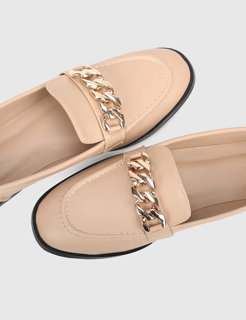 Moyna Rounded Toe Loafers, Moccasins & Boat Shoes (Nude)
