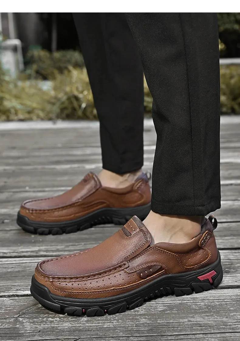 Outdoor Genuine Leather Slip-On Loafers