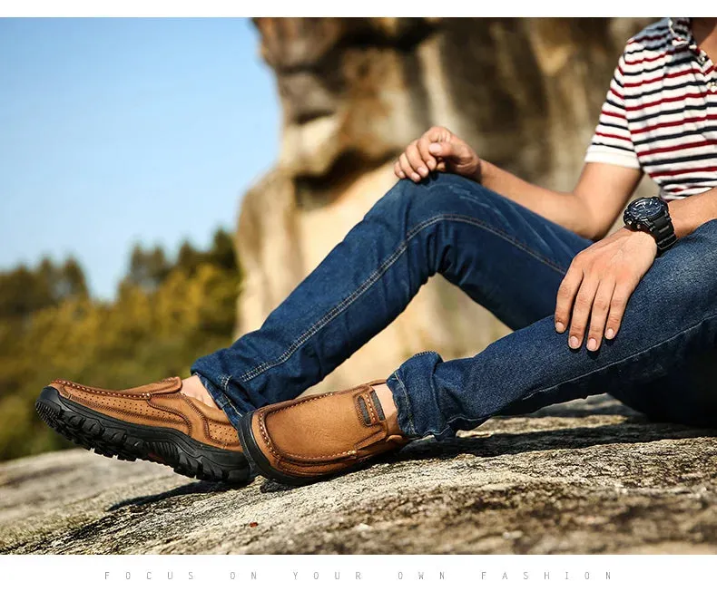 Outdoor Genuine Leather Slip-On Loafers