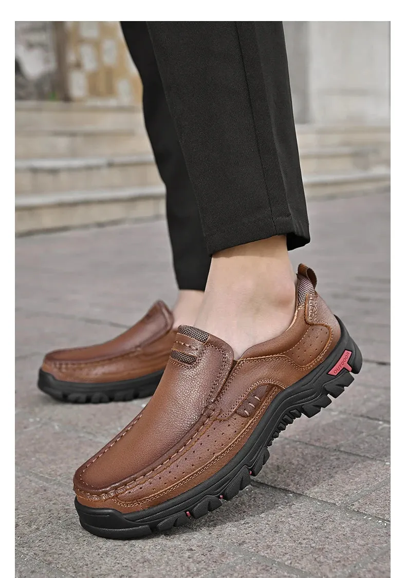 Outdoor Genuine Leather Slip-On Loafers