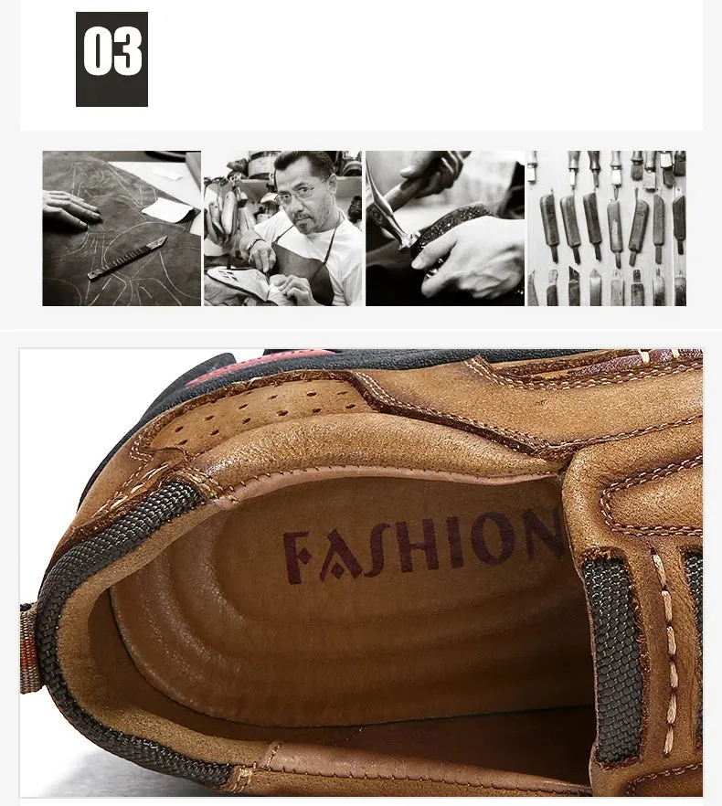 Outdoor Genuine Leather Slip-On Loafers