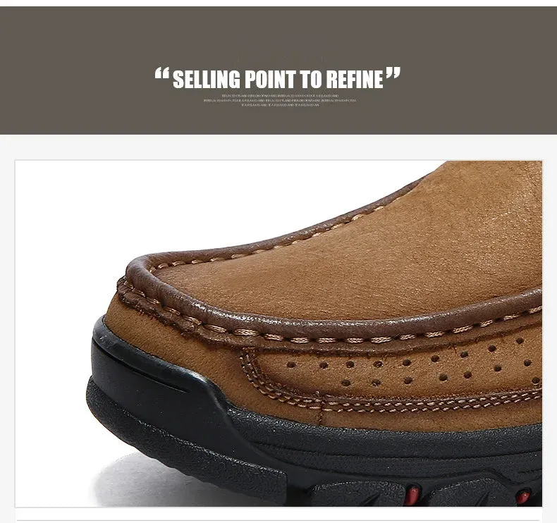Outdoor Genuine Leather Slip-On Loafers