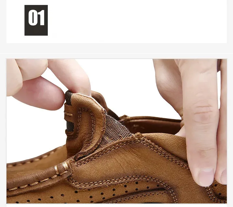 Outdoor Genuine Leather Slip-On Loafers