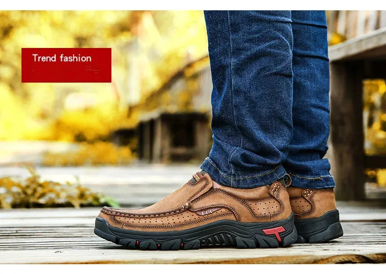 Outdoor Genuine Leather Slip-On Loafers