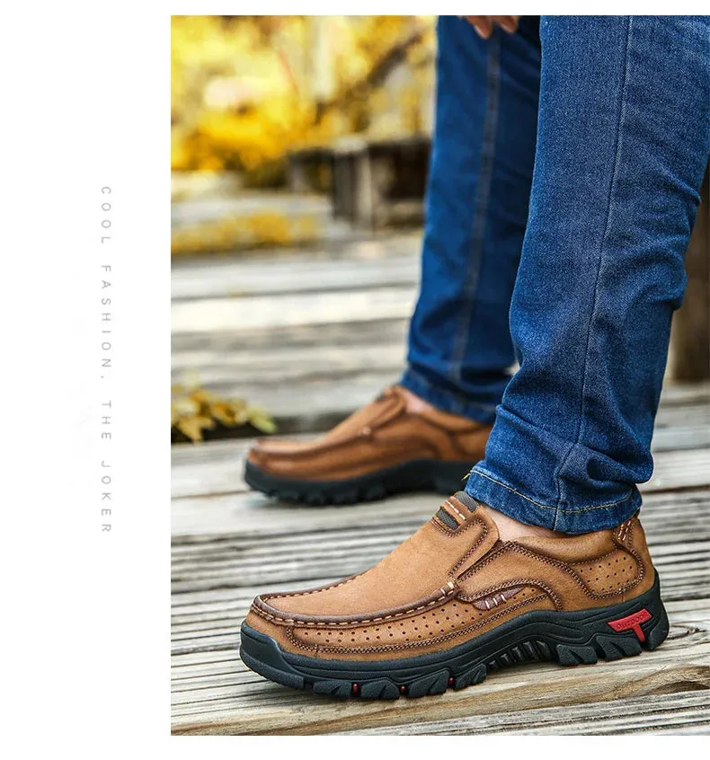 Outdoor Genuine Leather Slip-On Loafers