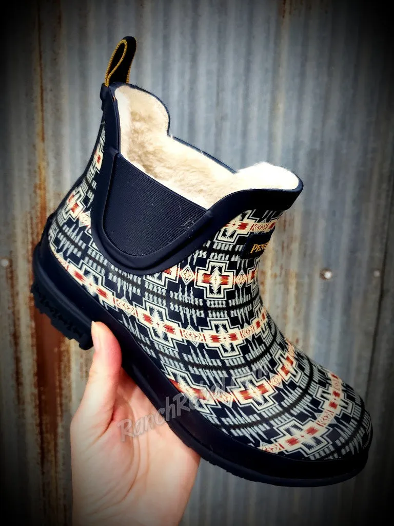 Pendleton Navy Harding Fur Lined Chelsea Bootie #5229