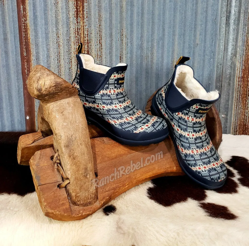 Pendleton Navy Harding Fur Lined Chelsea Bootie #5229