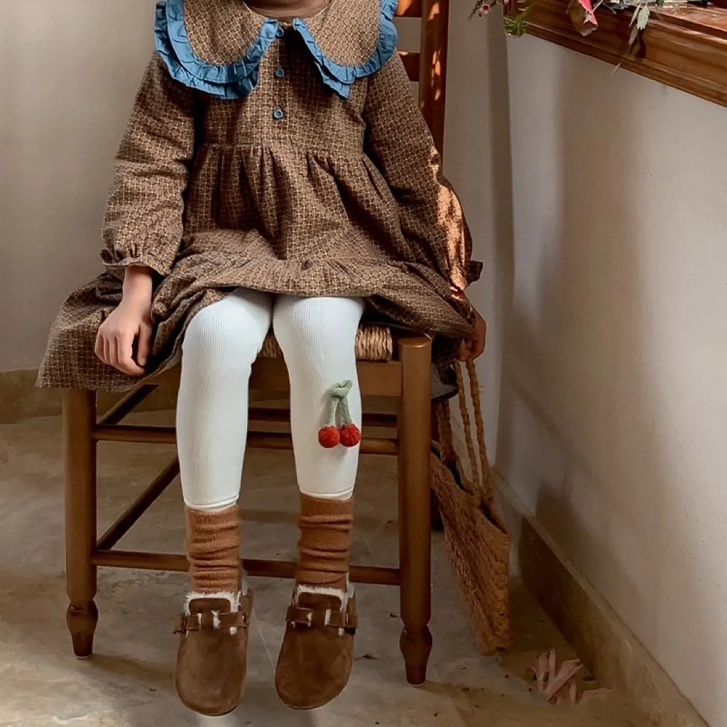 Pompom Cherry Plush Winter Warm Leggings