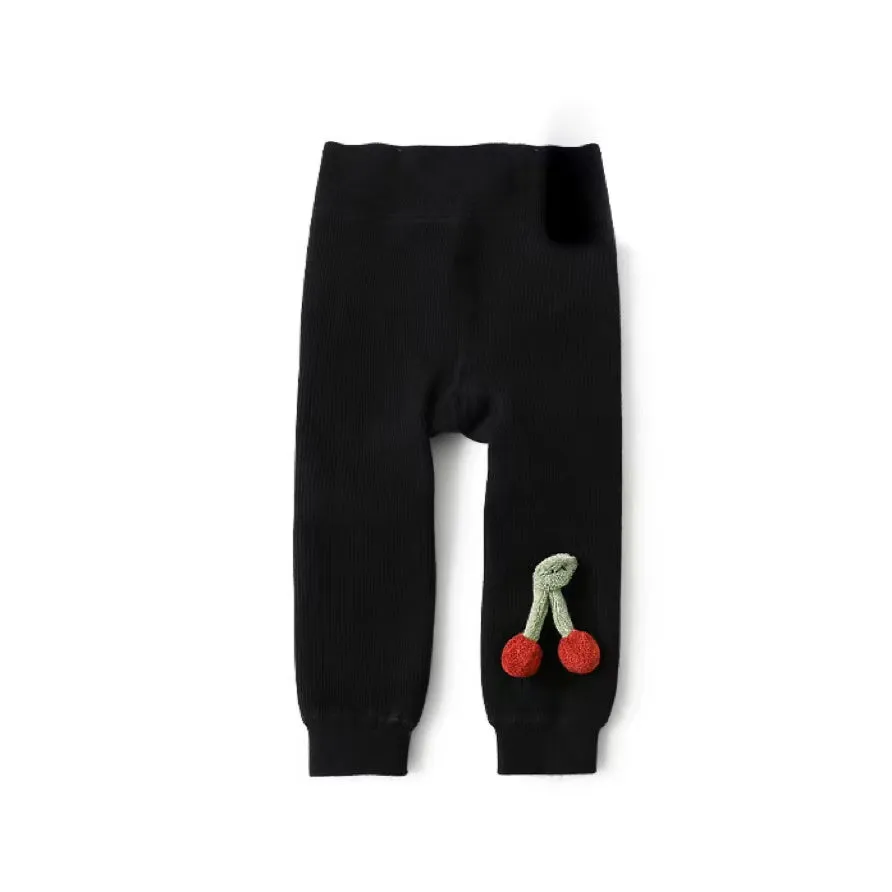 Pompom Cherry Plush Winter Warm Leggings