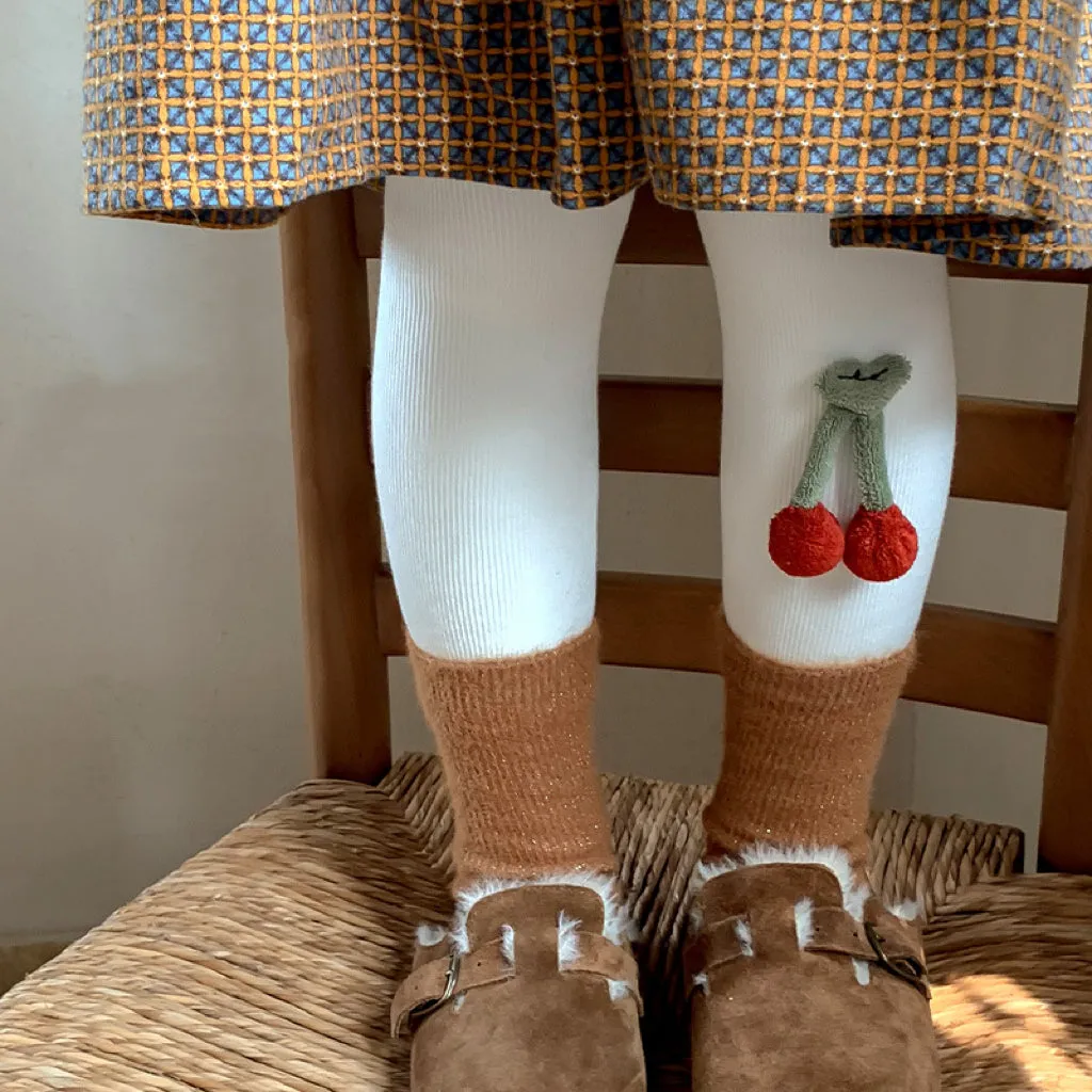 Pompom Cherry Plush Winter Warm Leggings