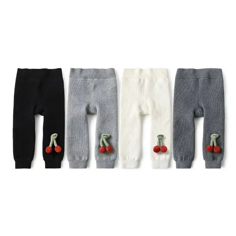 Pompom Cherry Plush Winter Warm Leggings