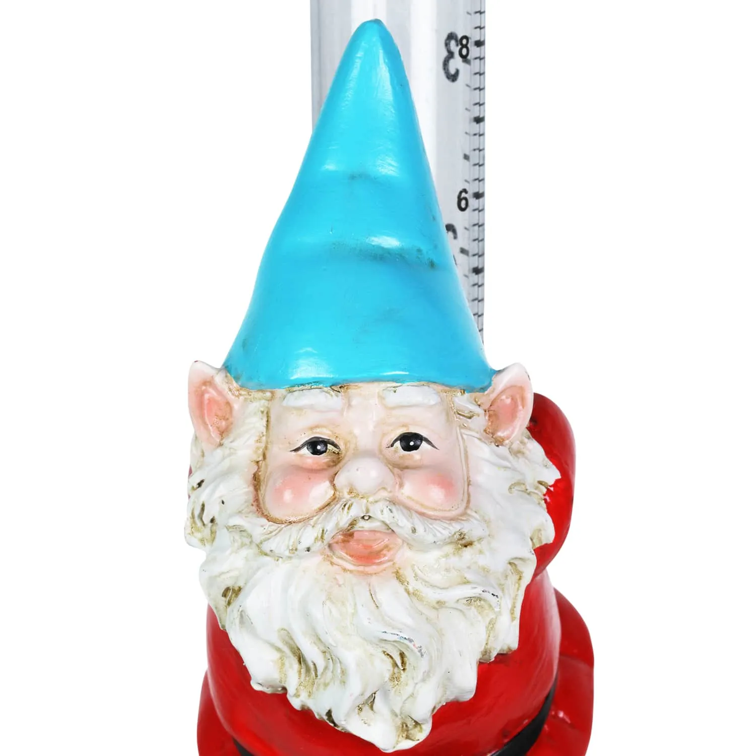 Rain Gauge Blue Hat Gnome Plant Stake, 3 by 16 Inches