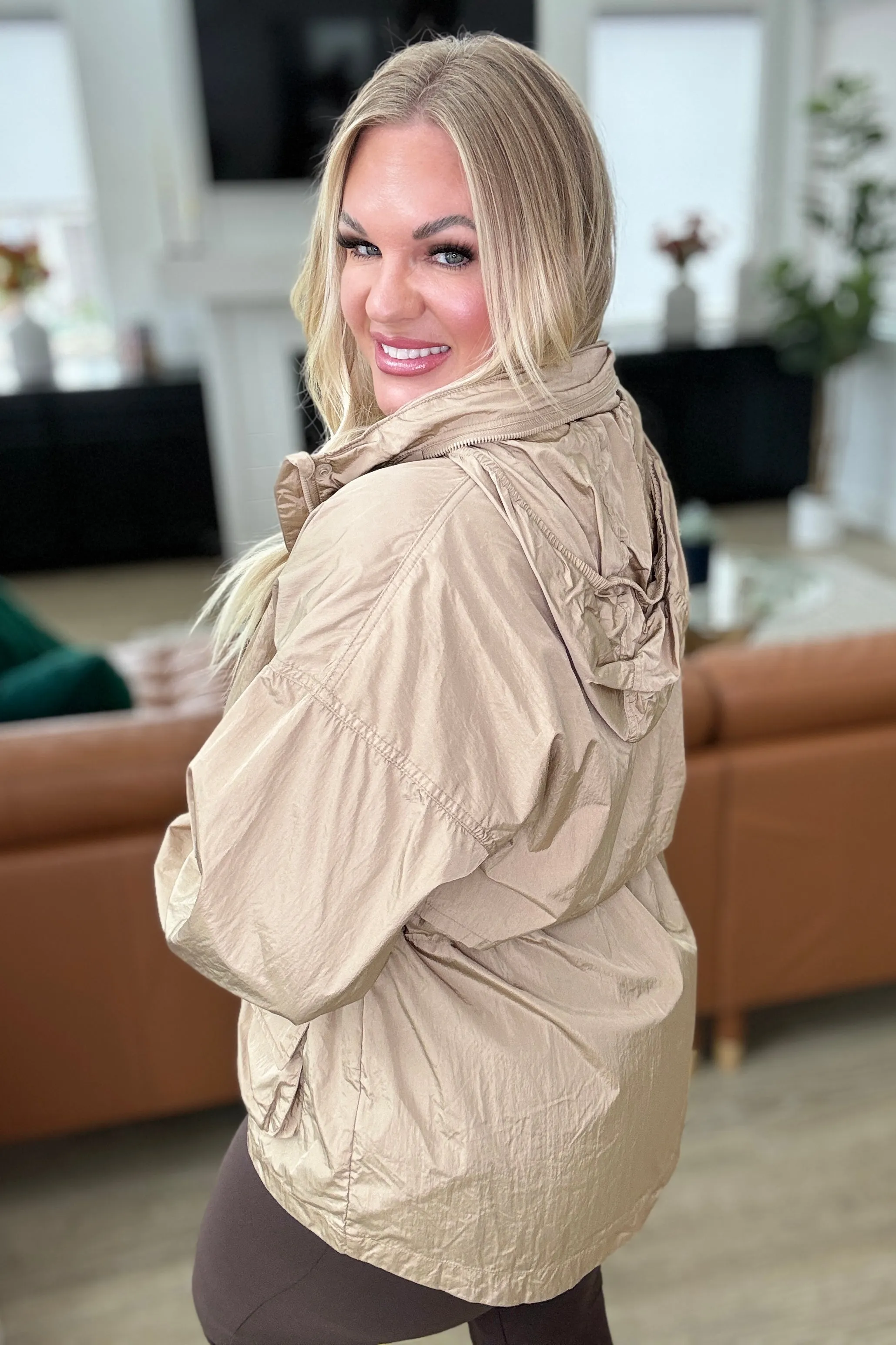 Rain, Rain Go Away Parachute Jacket in Camel