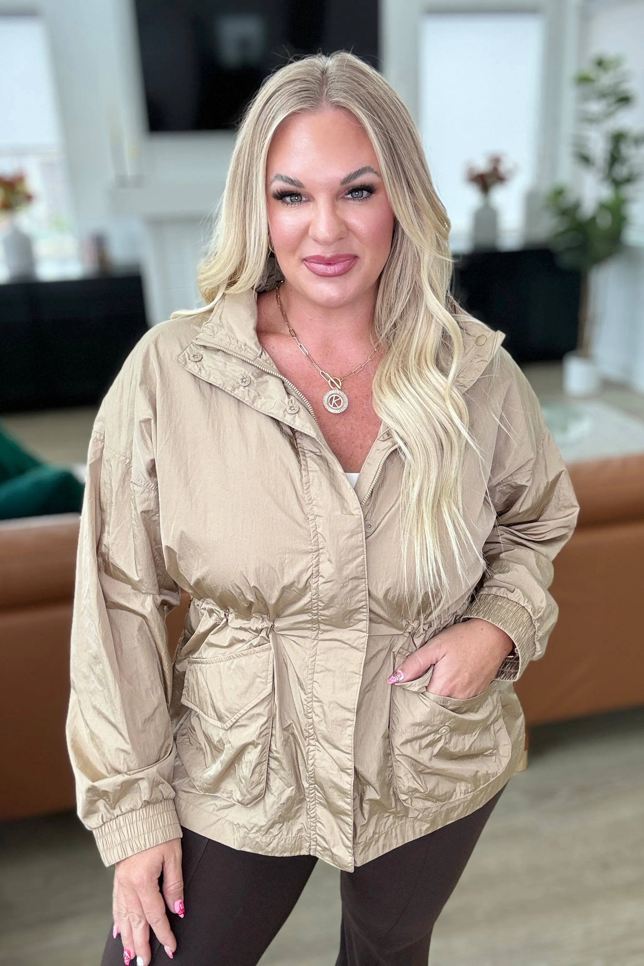 Rain, Rain Go Away Parachute Jacket in Camel