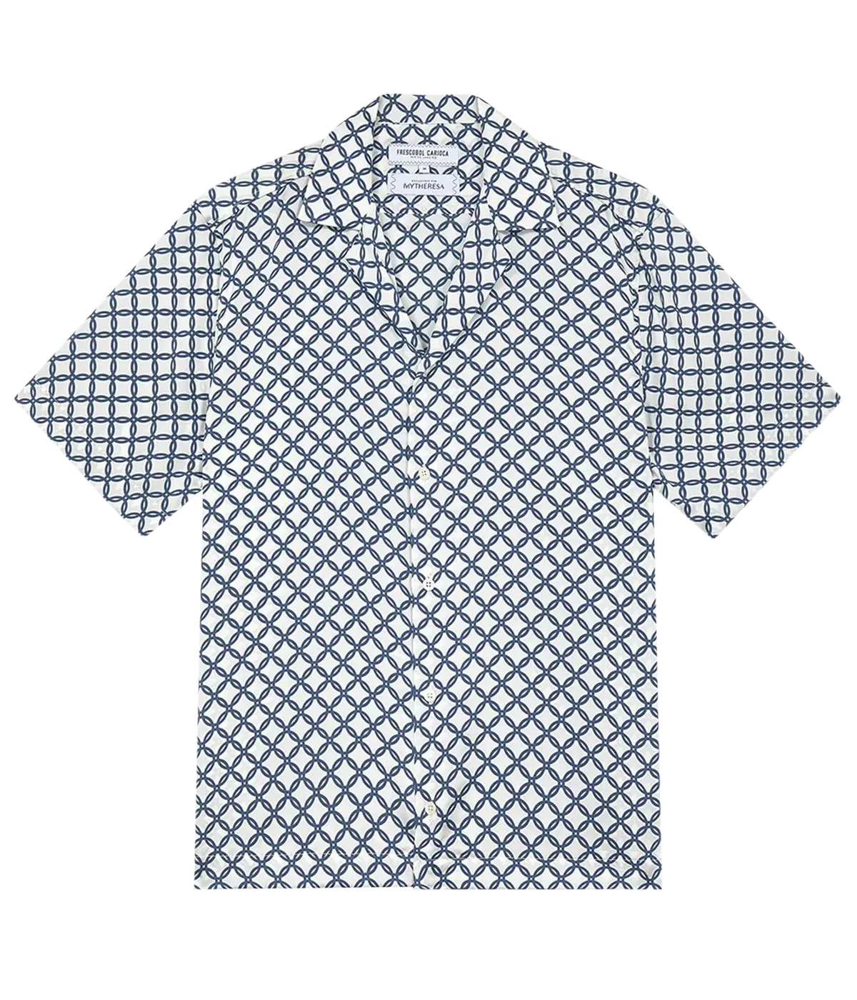 Roberto Trelica Print Shirt in Navy and White
