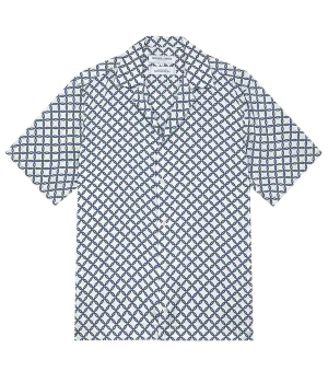 Roberto Trelica Print Shirt in Navy and White