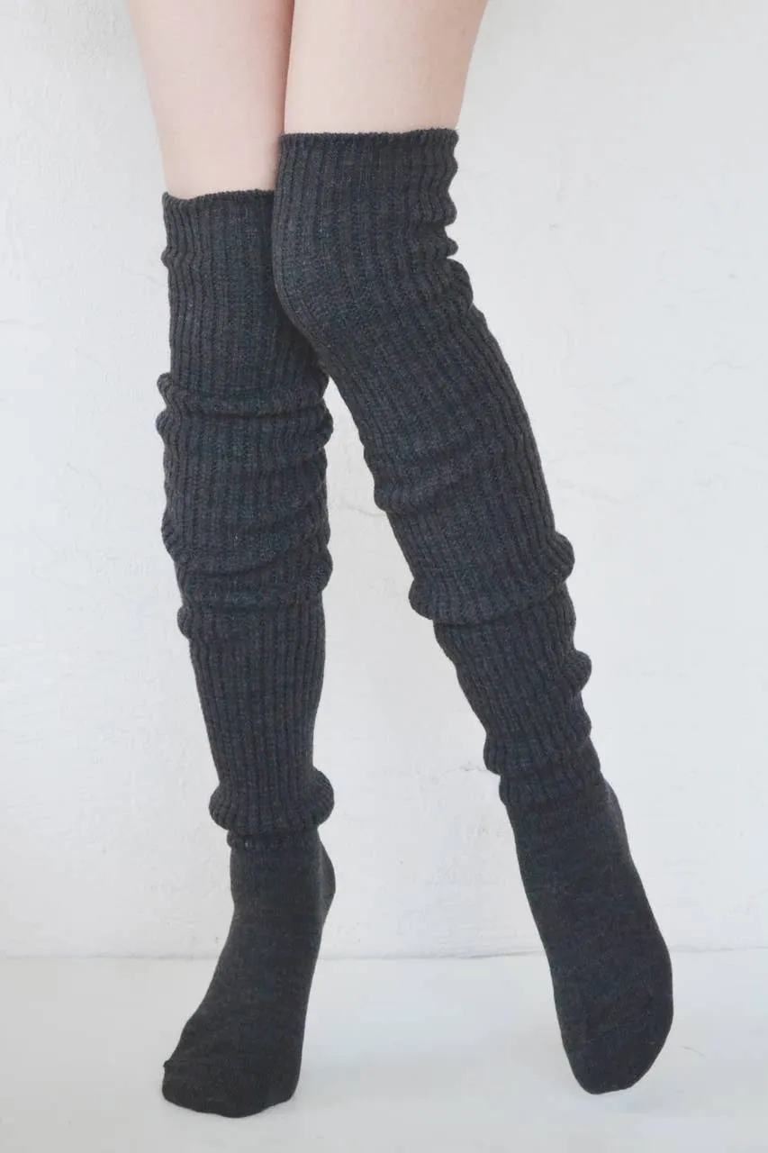 Scrunchy Over the Knee Socks - Dark Grey