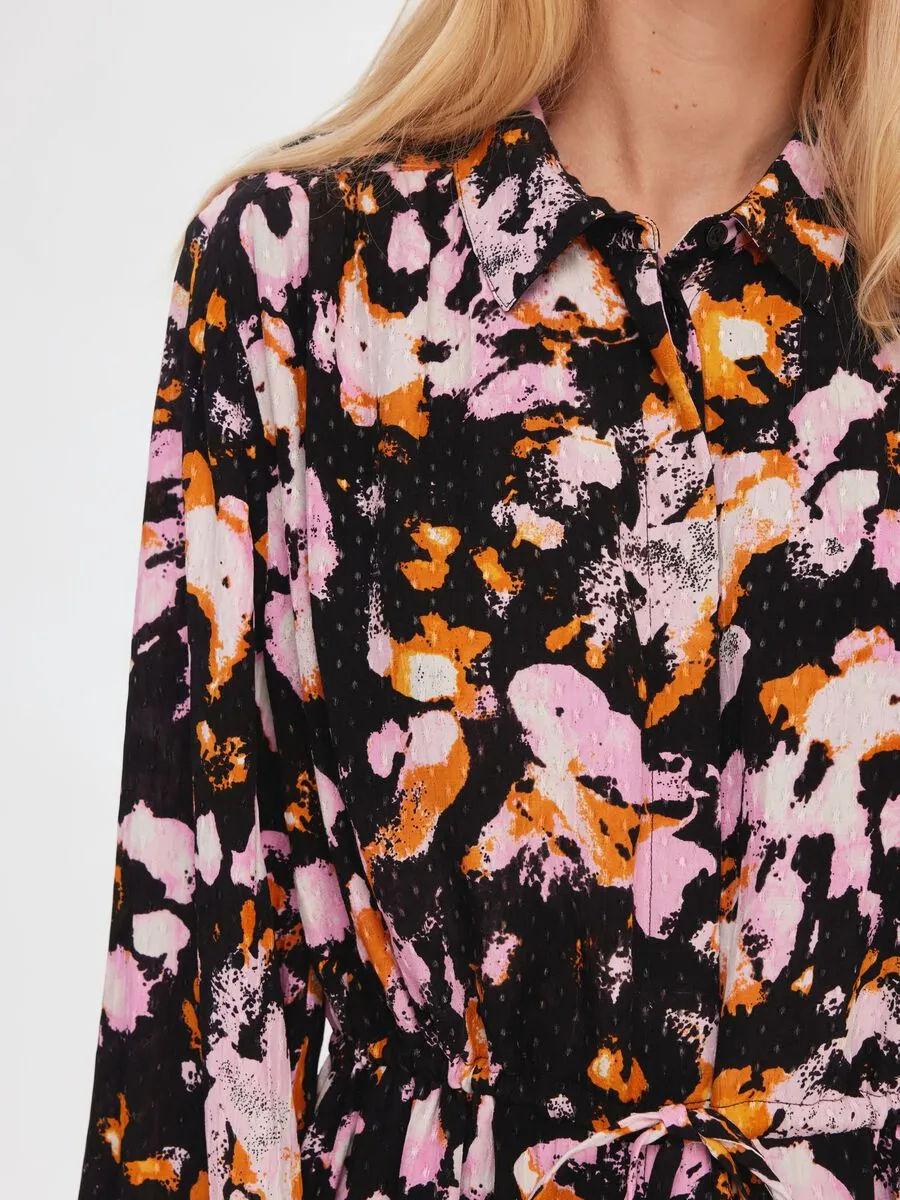 SELECTED FEMME | Printed Long Sleeve Mini Dress | Black/Multi