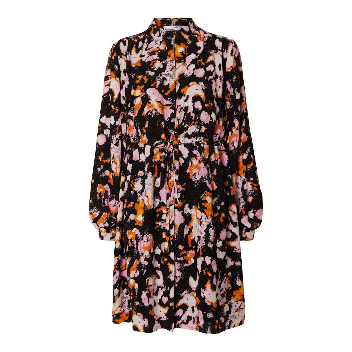 SELECTED FEMME | Printed Long Sleeve Mini Dress | Black/Multi