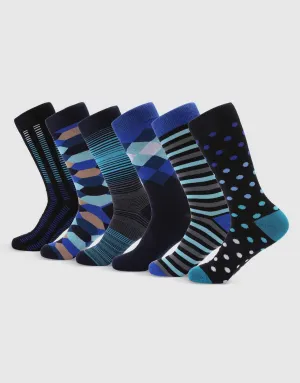 Sharp Twilight Dress Crew Socks 6 Pack