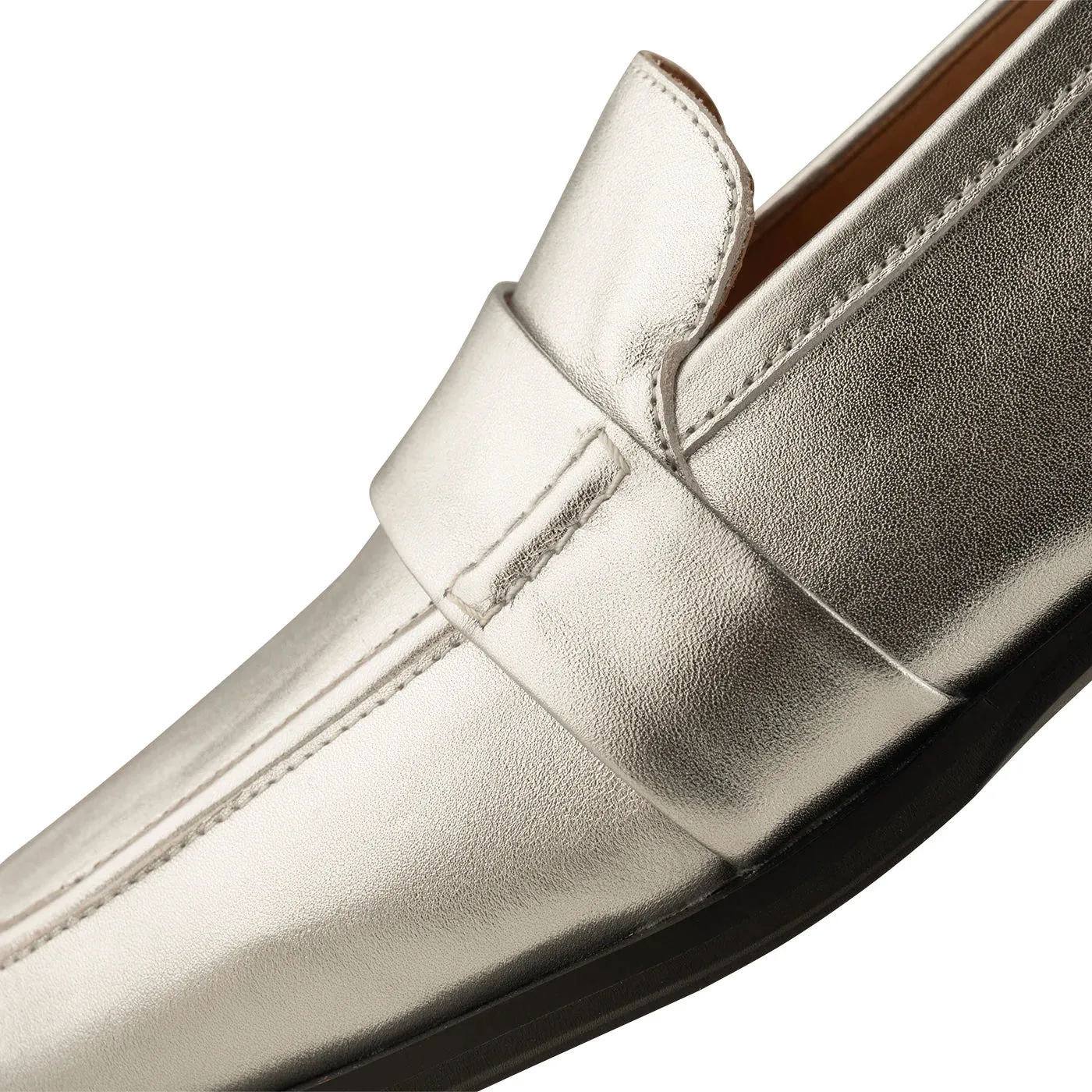 Shoe The Bear - Erika Saddle Loafer Leather in Silver Metallic