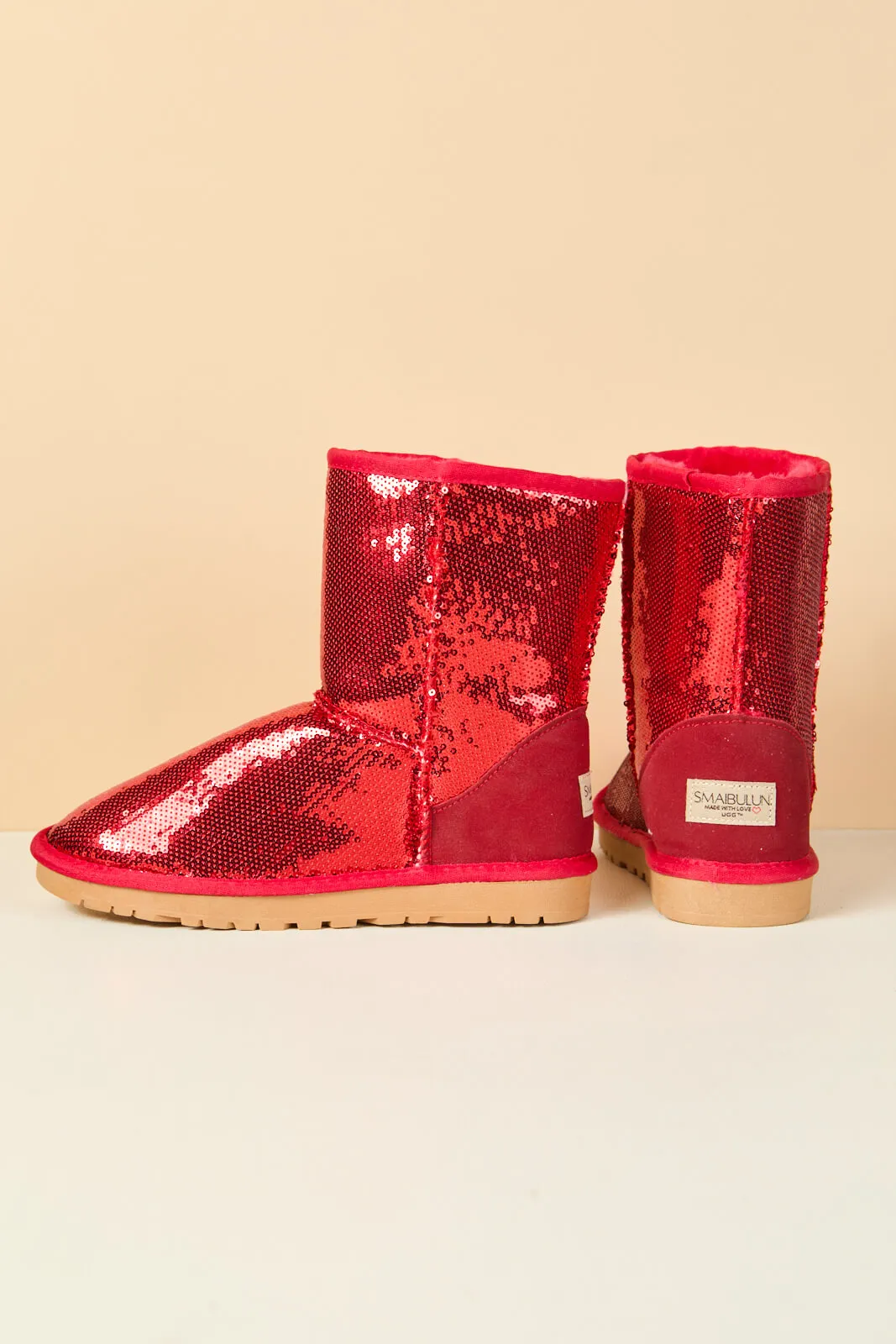 Smaibulun Ugg | Dallas Glam Sequin Shearling Boots - crimson