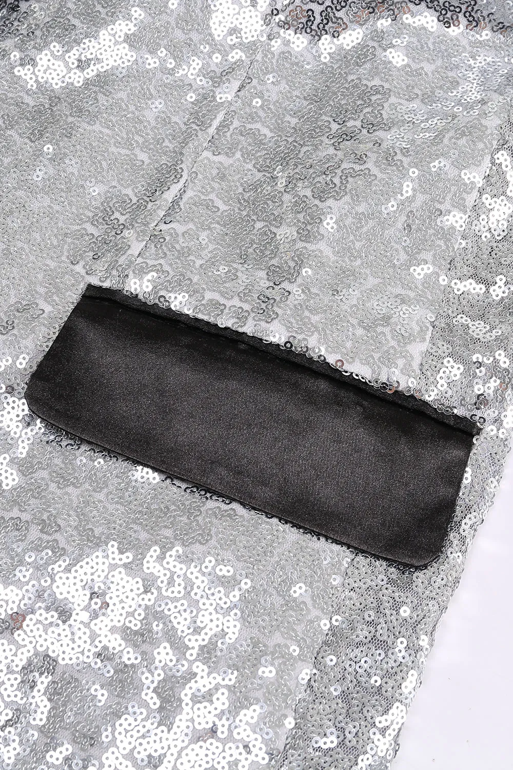 Sparkly Silver Black Peak Lapel Women's Prom Blazer
