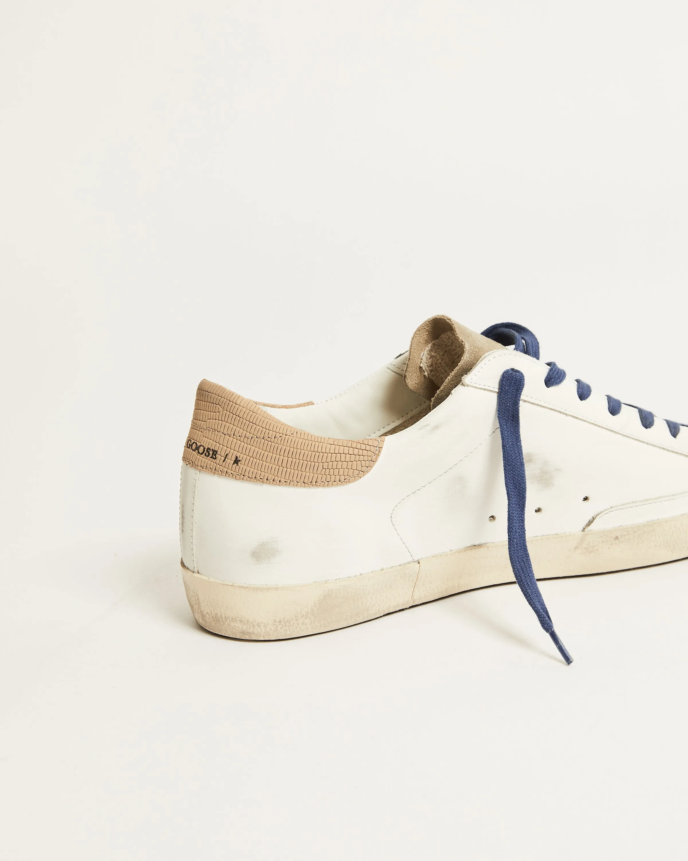 Super Star in White Leather w/ Suede Toe and Black Star