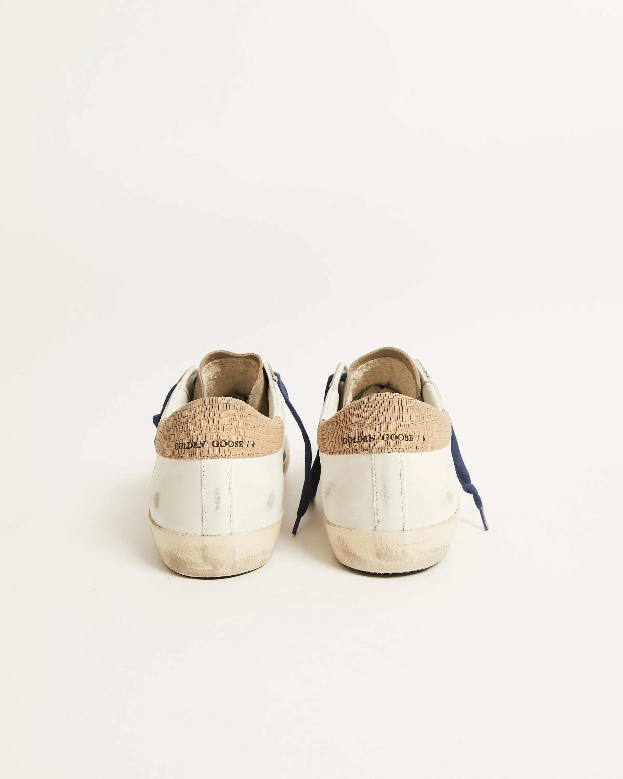 Super Star in White Leather w/ Suede Toe and Black Star