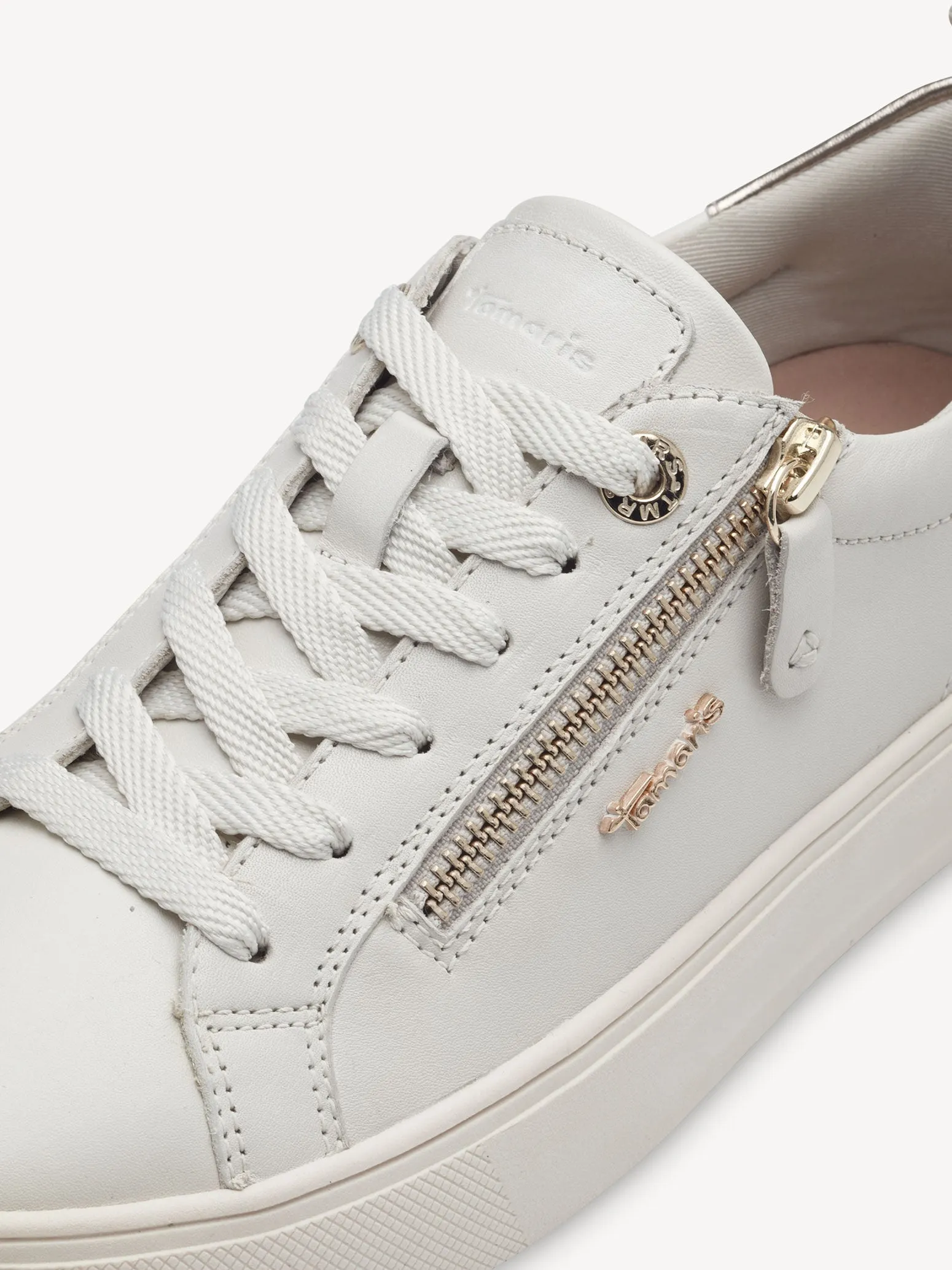 Tamaris Women's 8-83707-42 Leather Lace-Up Sneakers Off White Nappa