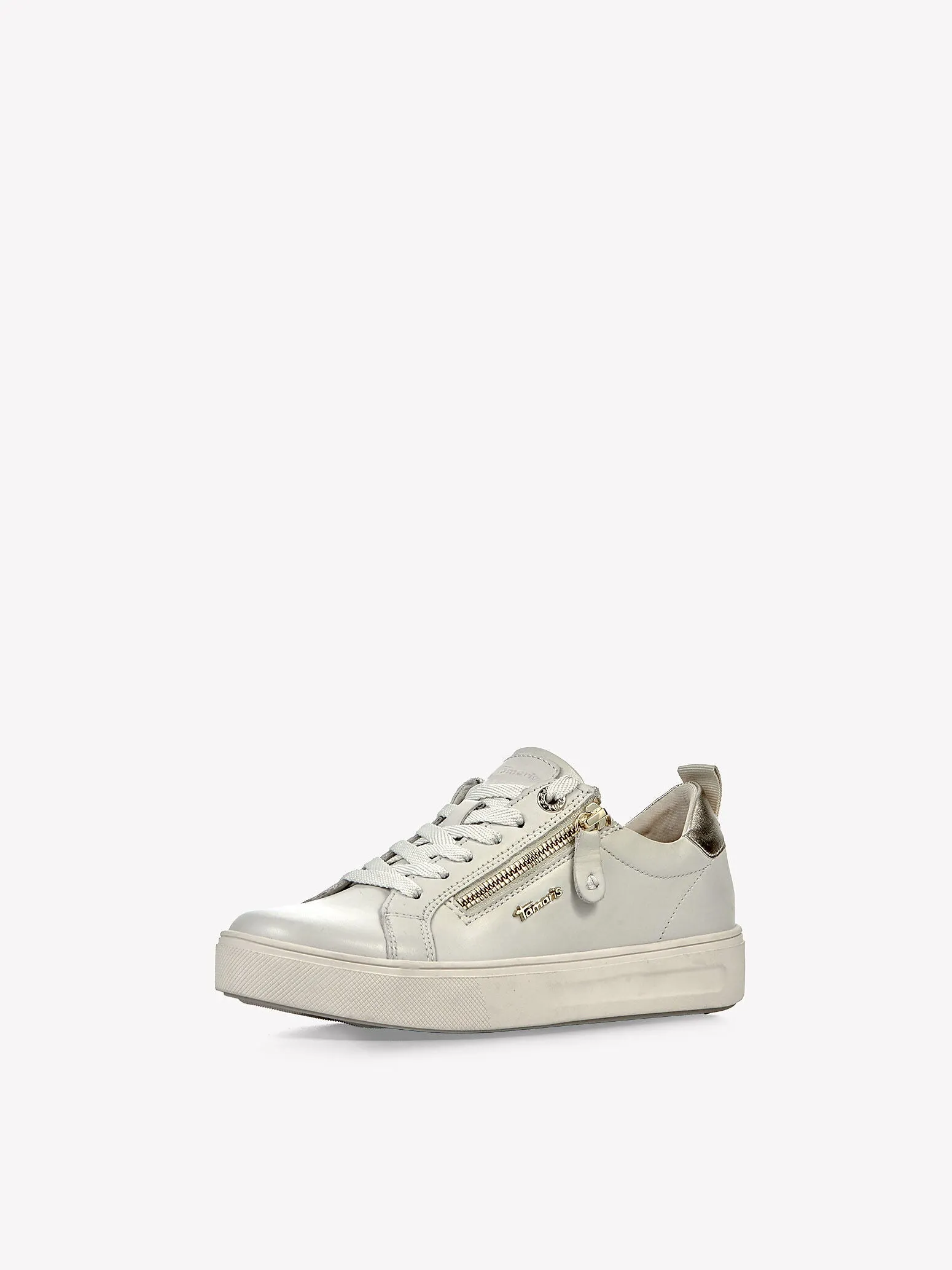 Tamaris Women's 8-83707-42 Leather Lace-Up Sneakers Off White Nappa