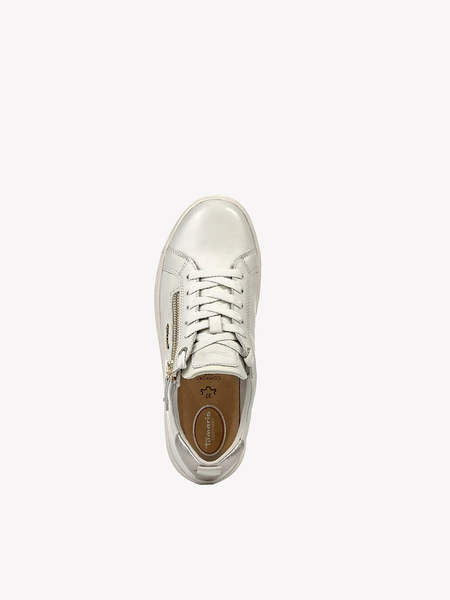 Tamaris Women's 8-83707-42 Leather Lace-Up Sneakers Off White Nappa