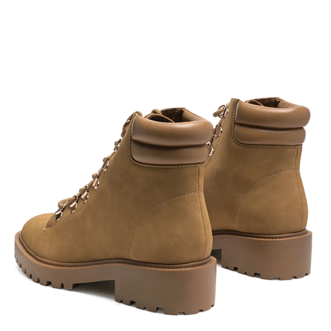Taupe Smooth lace-Up Boots