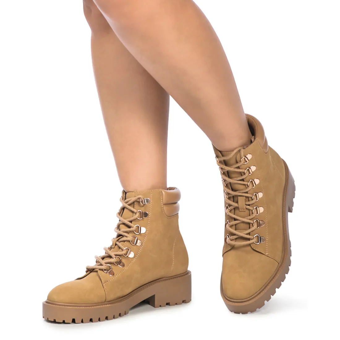 Taupe Smooth lace-Up Boots