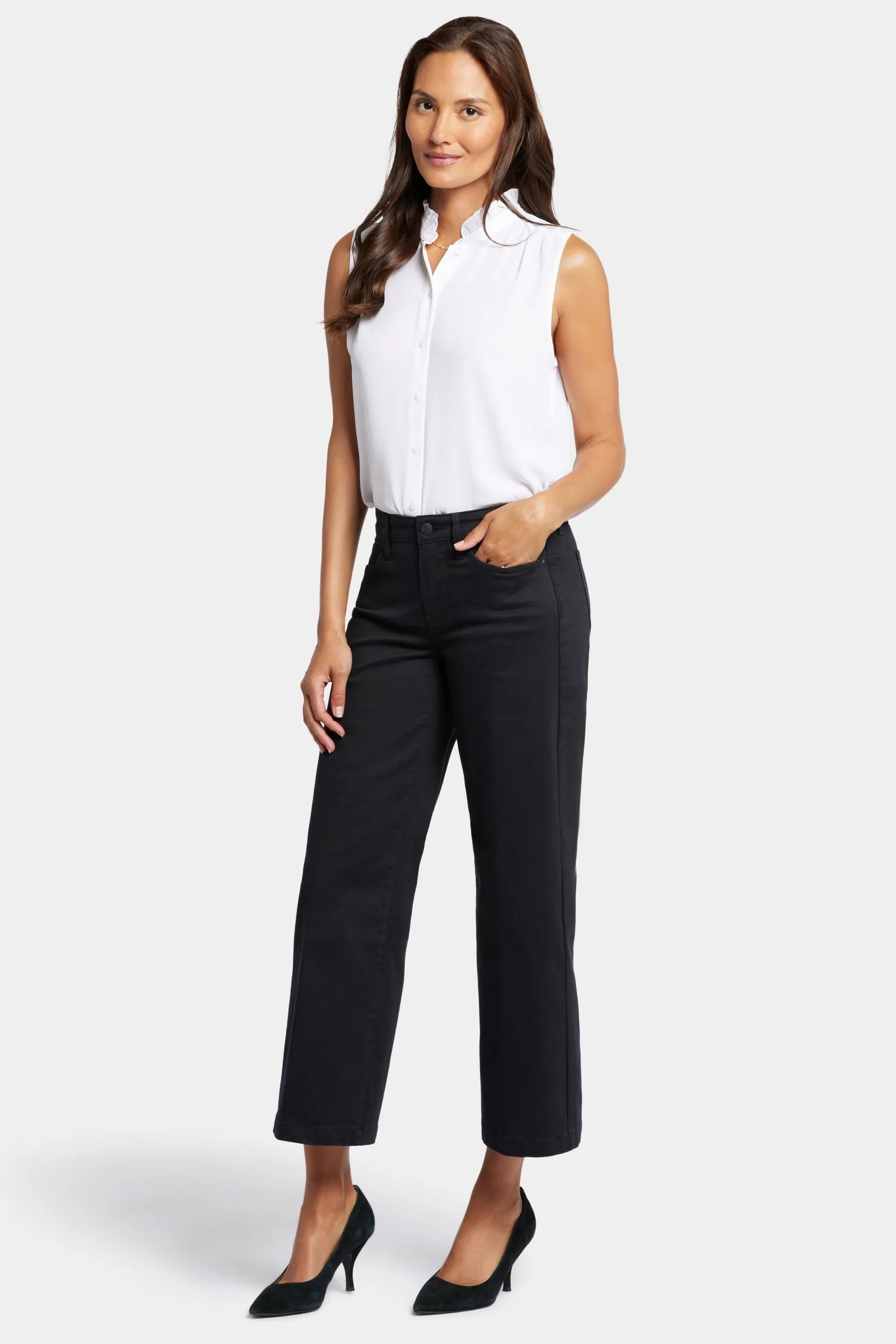 Teresa Wide Leg Ankle Jeans | Black