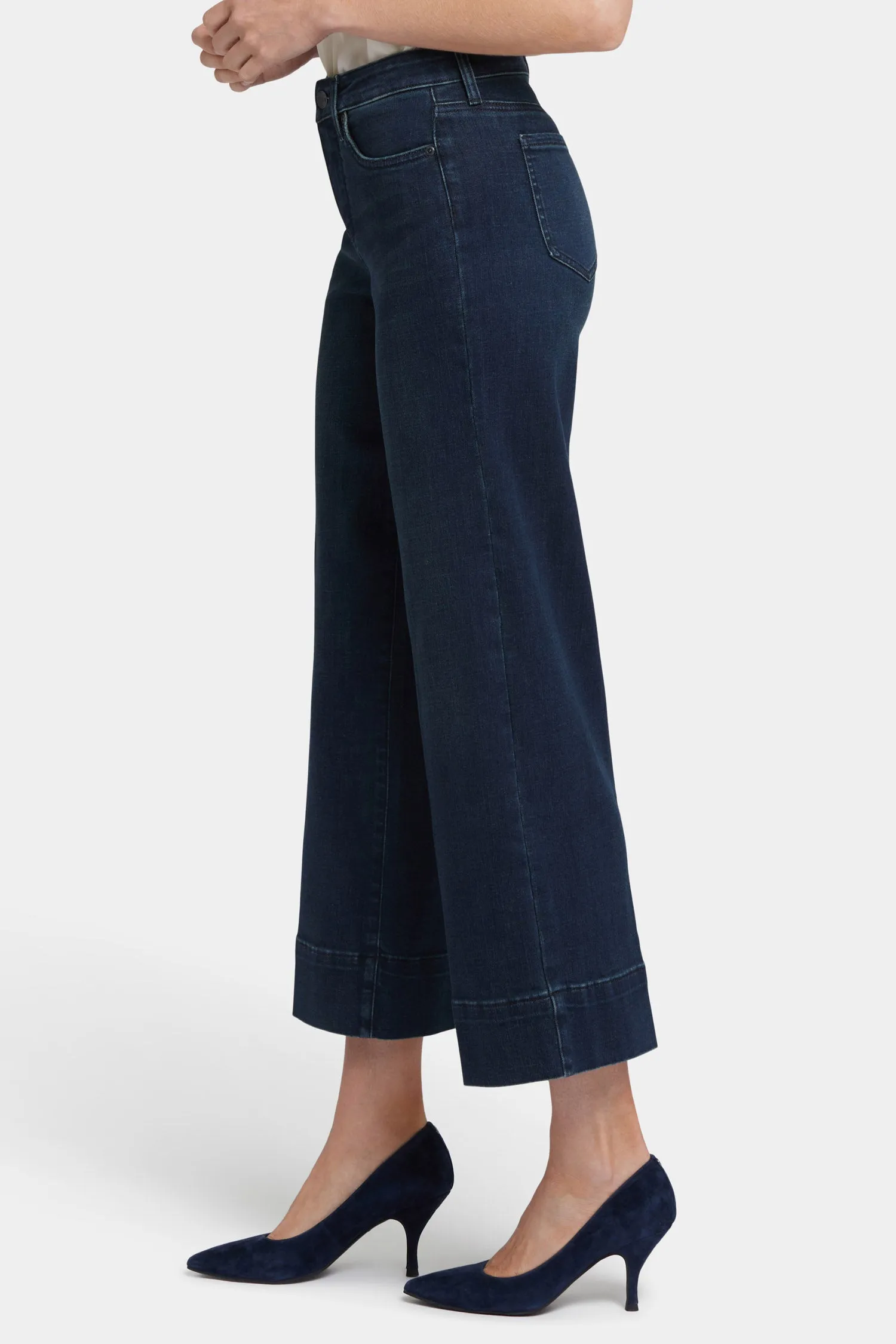 Teresa Wide Leg Ankle Jeans In Petite - Obsidian Blue
