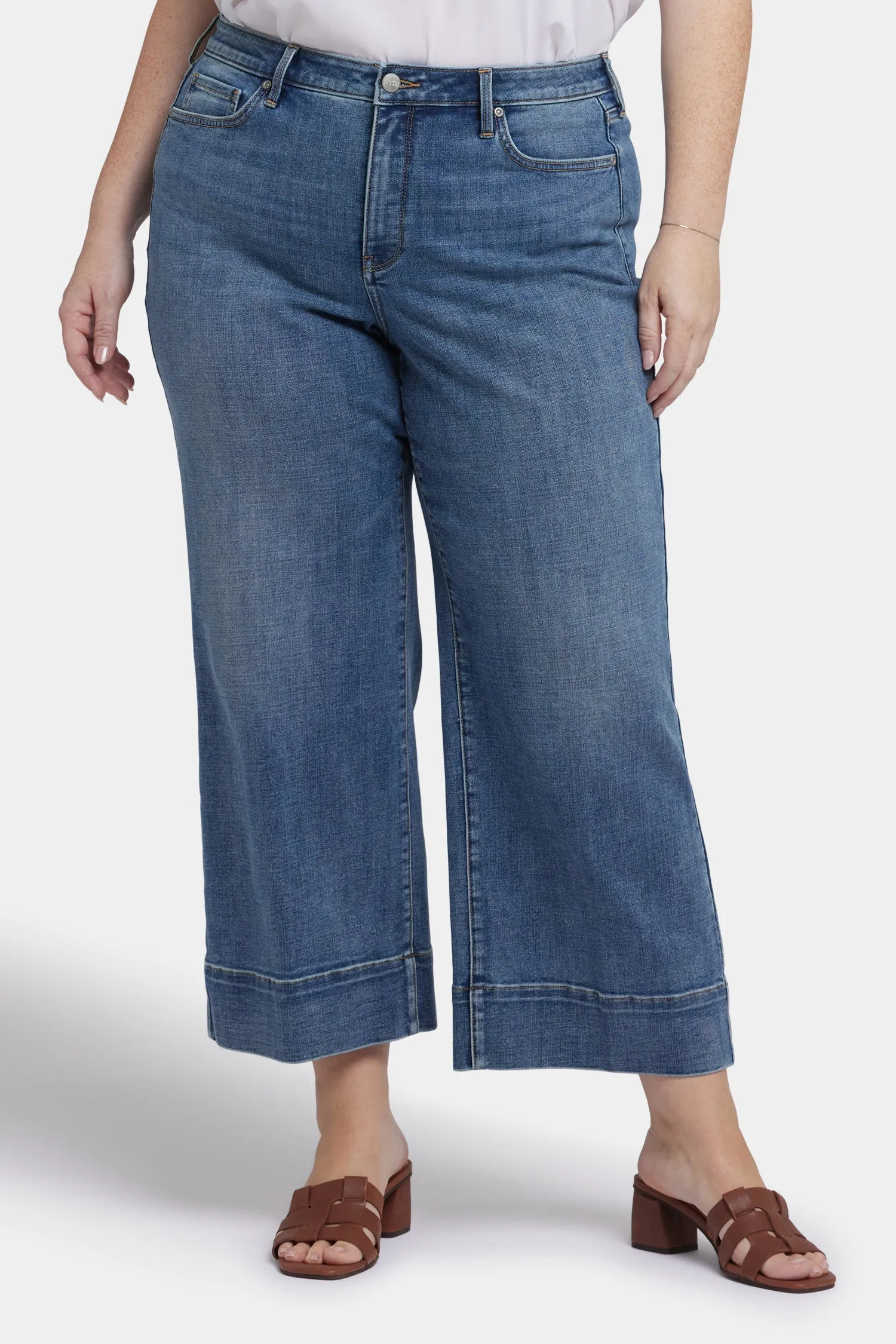 Teresa Wide Leg Ankle Jeans In Plus Size - Majorca Bay