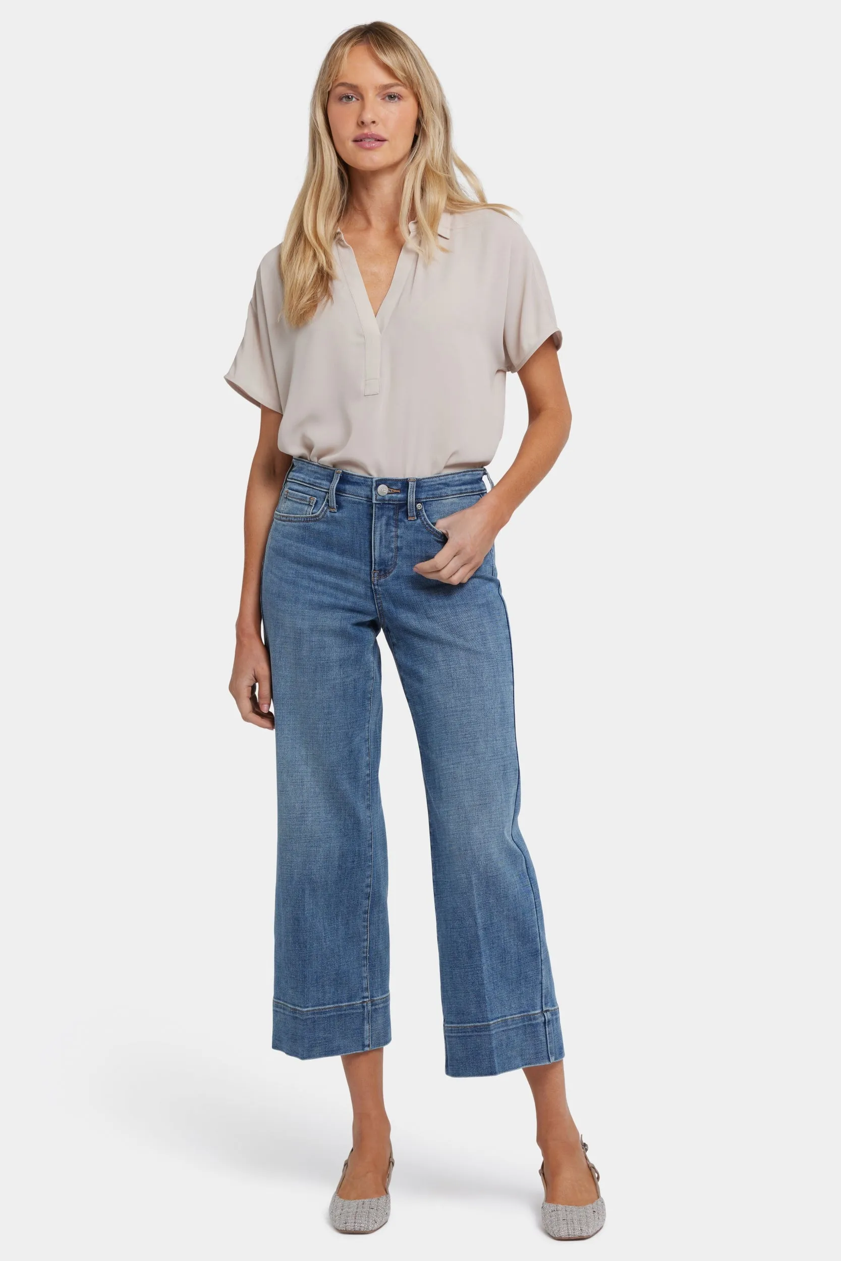 Teresa Wide Leg Ankle Jeans With 3" Hems | Majorca Bay