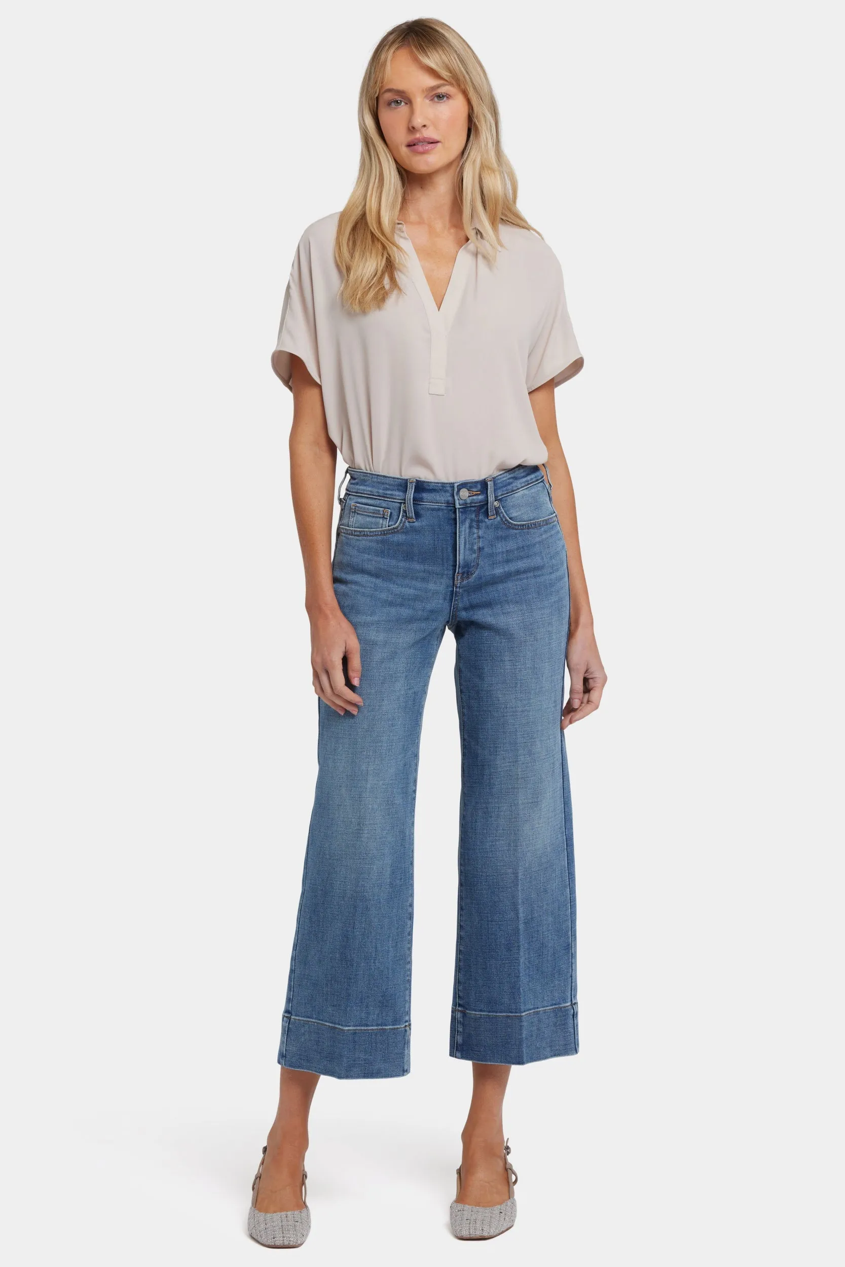 Teresa Wide Leg Ankle Jeans With 3" Hems | Majorca Bay