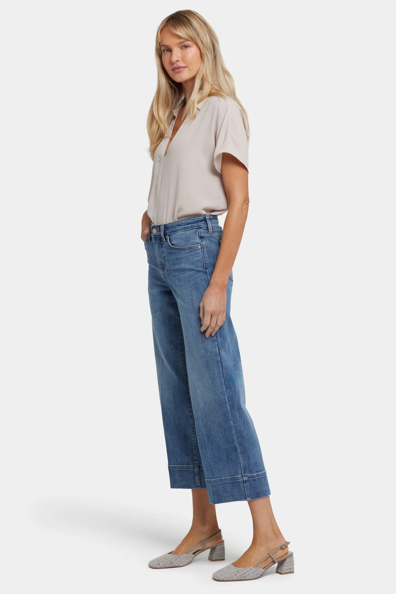 Teresa Wide Leg Ankle Jeans With 3" Hems | Majorca Bay
