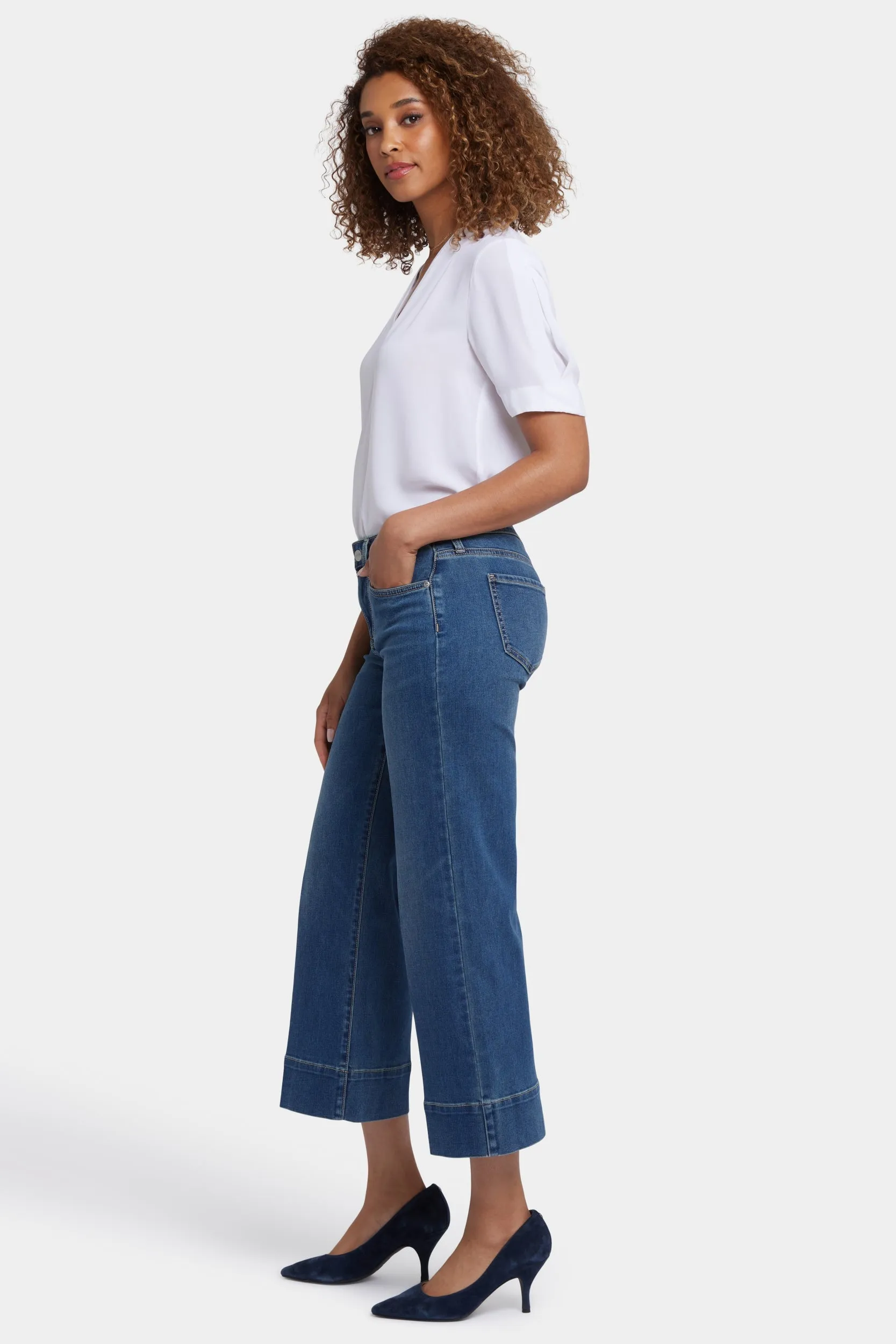 Teresa Wide Leg Ankle Jeans With 3" Hems | Valencia Surf