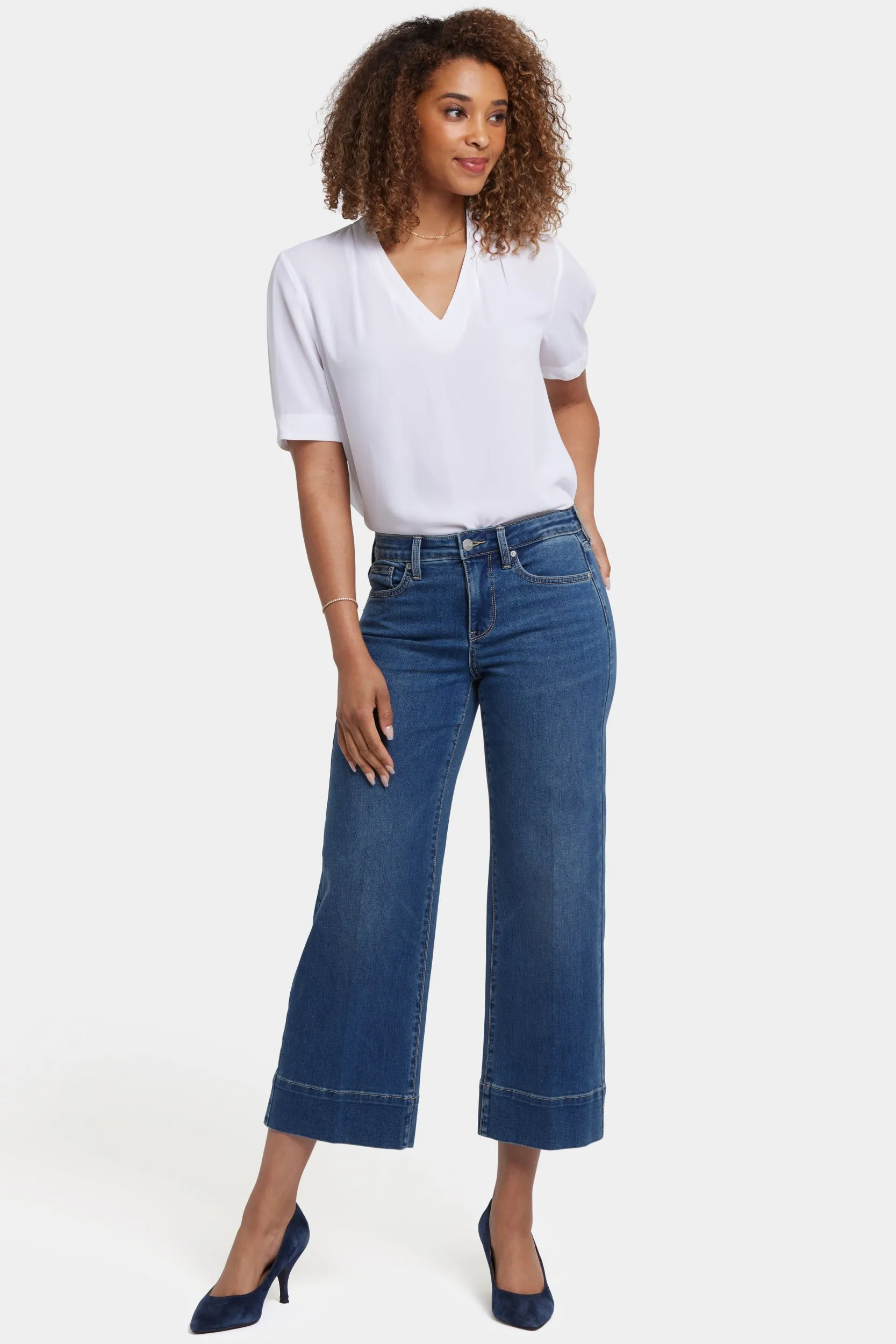 Teresa Wide Leg Ankle Jeans With 3" Hems | Valencia Surf