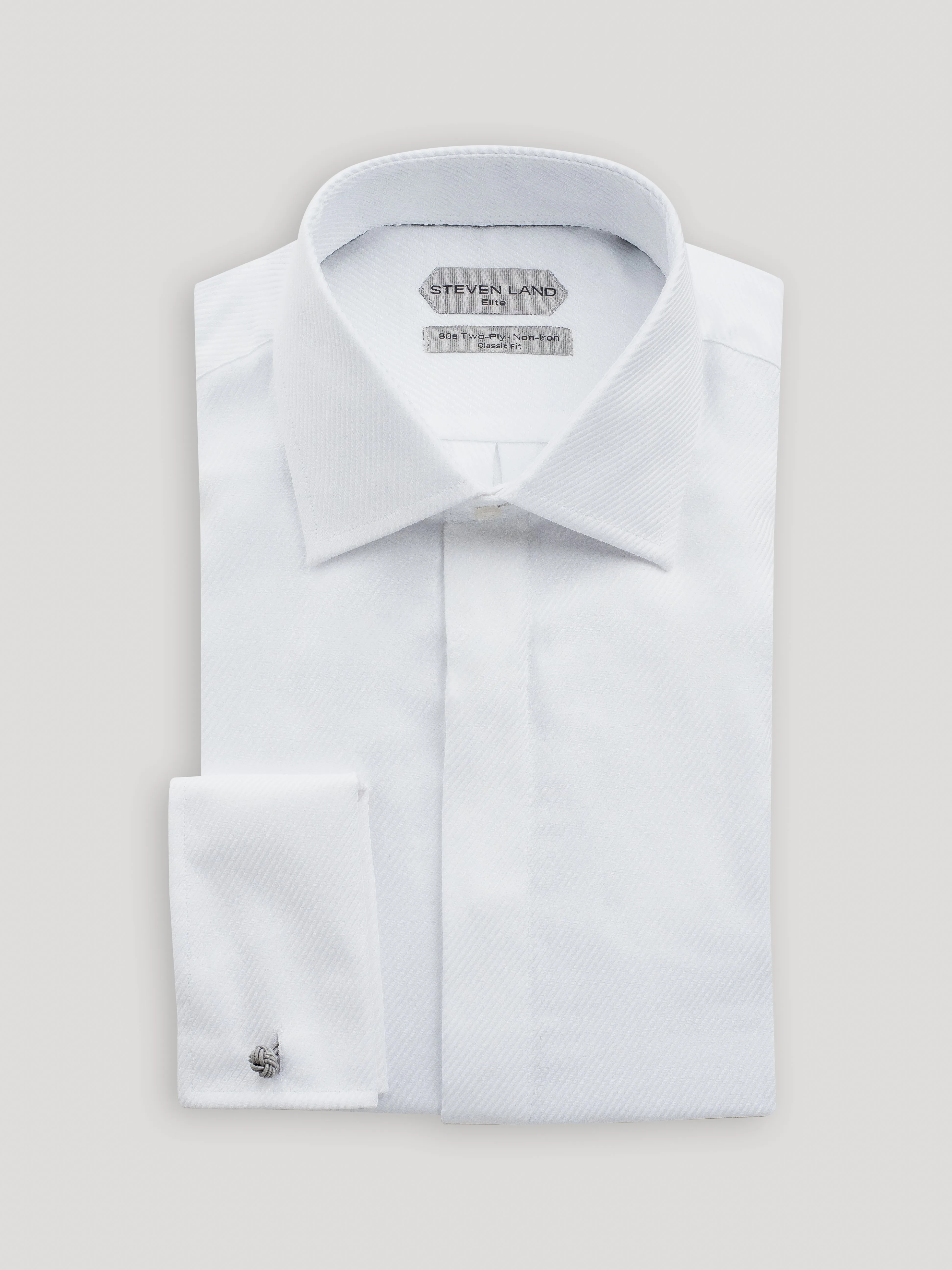 The River Twill | Double Woven Cotton | French Cuff | White