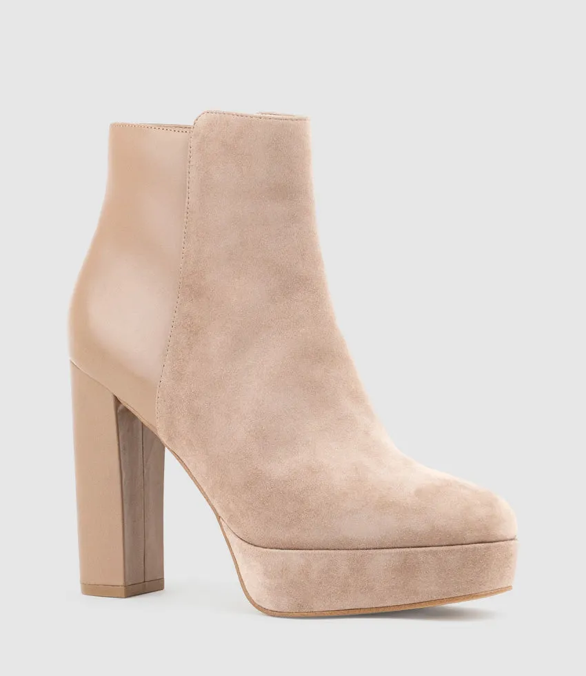 ULIAS110 Half N Half Platform Boot in Nude Calf