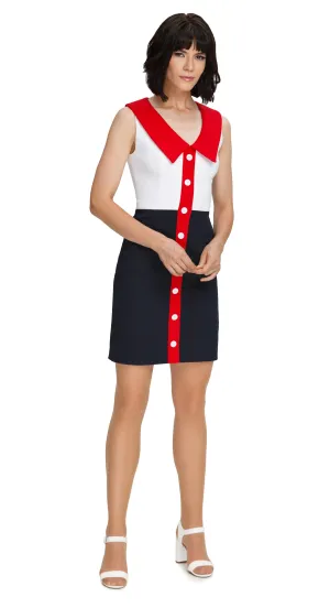Vintage Inspired Tri-Color Cotton Dress: SIZE XS