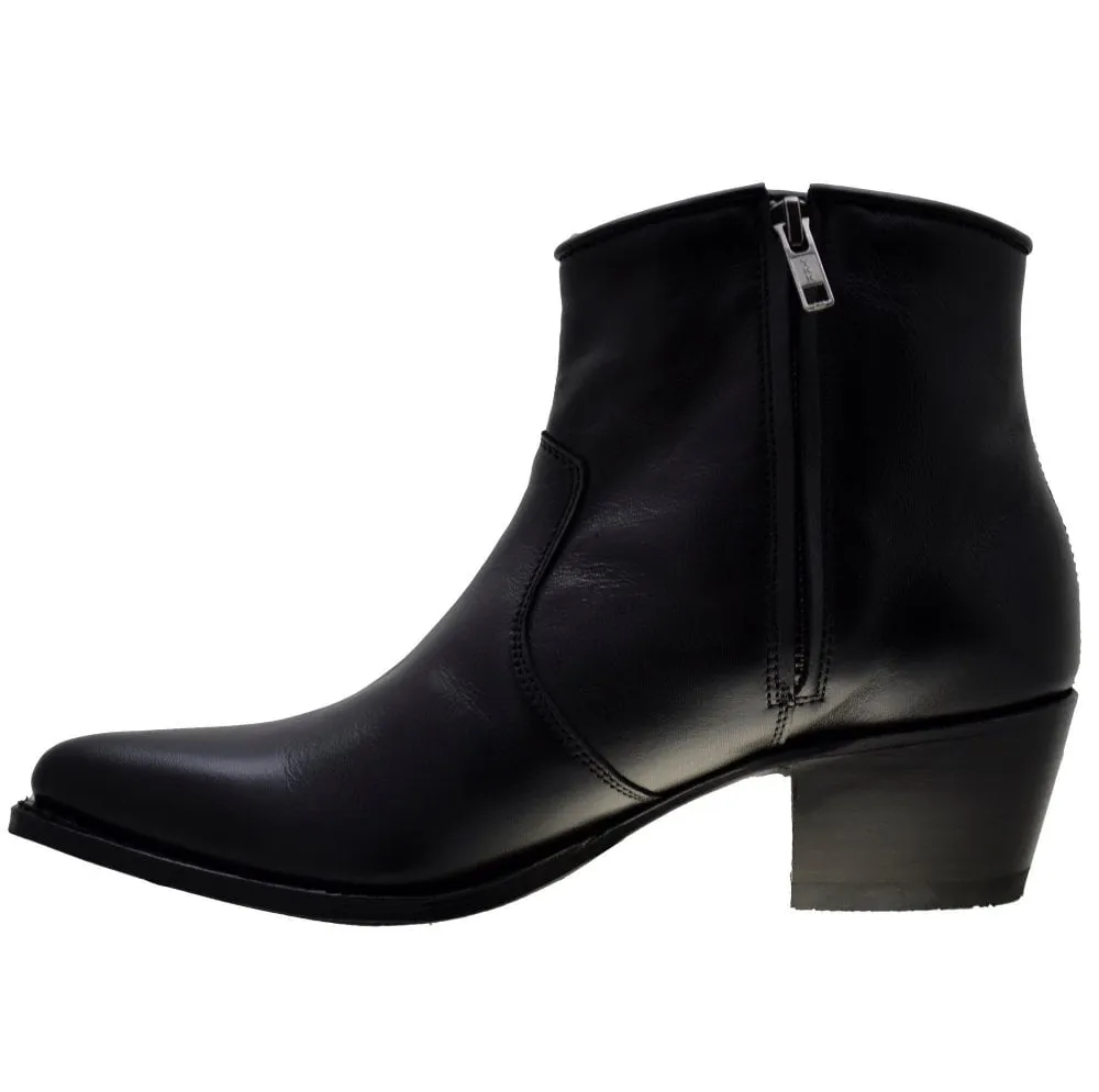 Women's Cowboy Boots Sendra 10393 Black Leather Cuban Heel