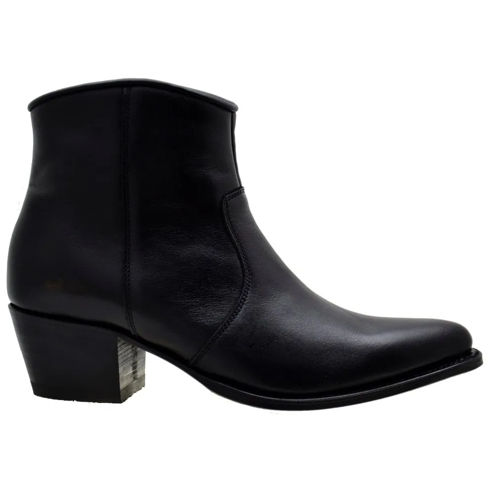 Women's Cowboy Boots Sendra 10393 Black Leather Cuban Heel