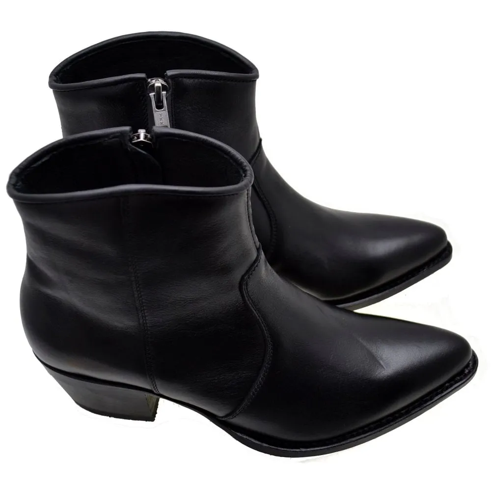 Women's Cowboy Boots Sendra 10393 Black Leather Cuban Heel
