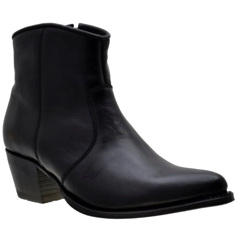 Women's Cowboy Boots Sendra 10393 Black Leather Cuban Heel